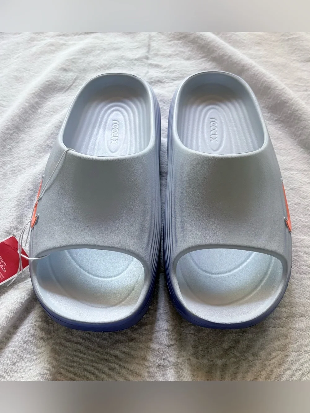 Nike ReactX Rejuven8 Men’s Slides Hydrogen Blue/Blue Crystal/Lapis/Orange sz 11